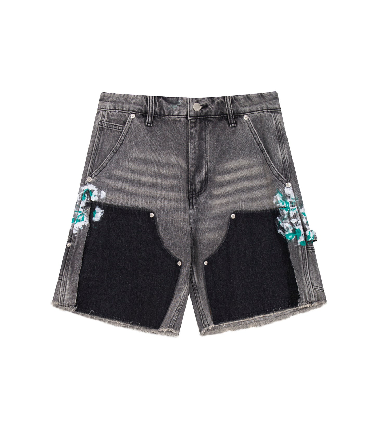 GREY SPLIT PAINTERS SHORTS | UNDEVELOPED