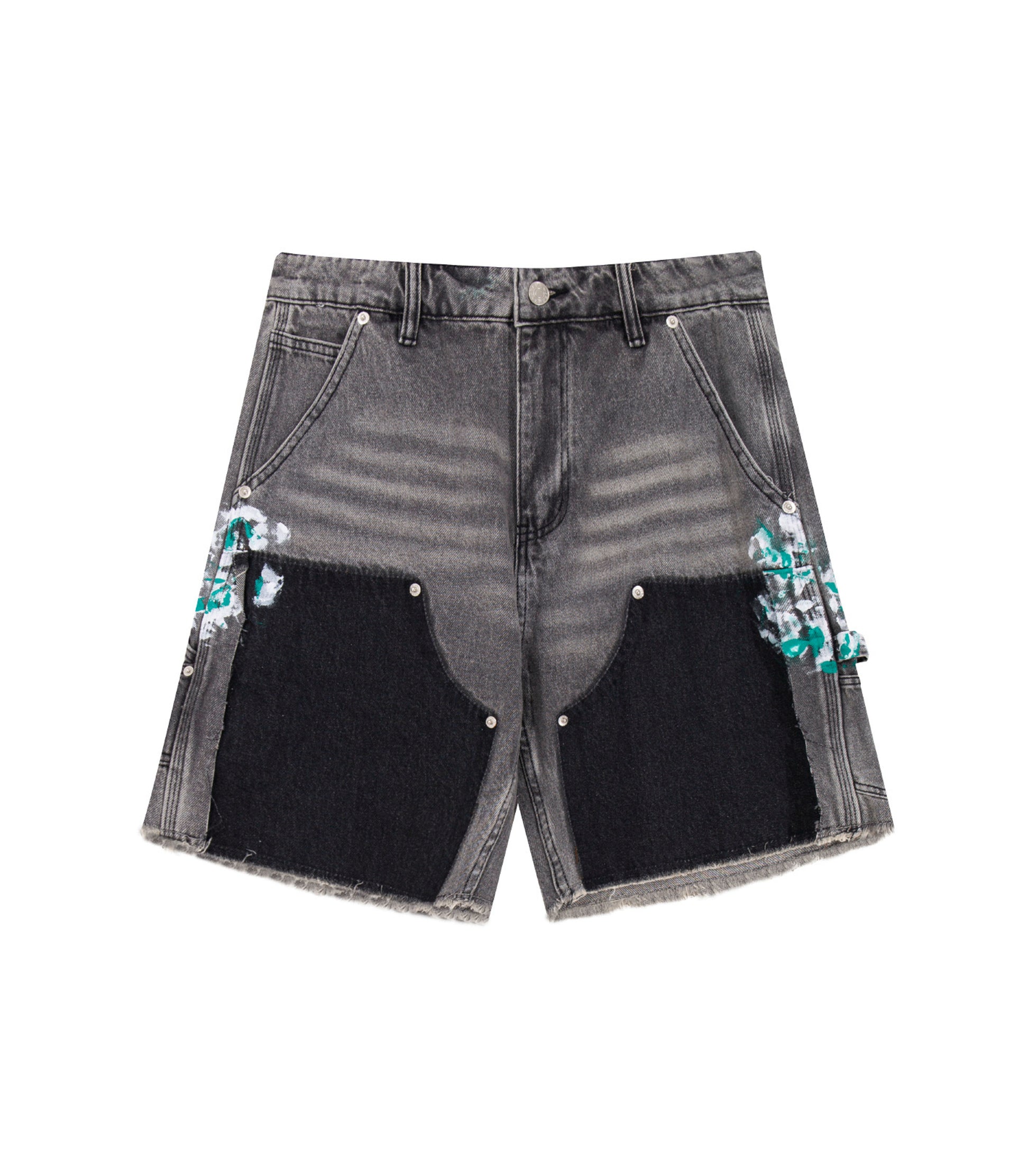 GREY SPLIT PAINTERS SHORTS | UNDEVELOPED