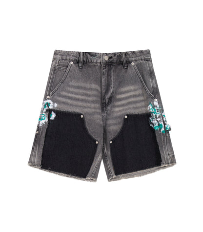 GREY SPLIT PAINTERS SHORTS | UNDEVELOPED