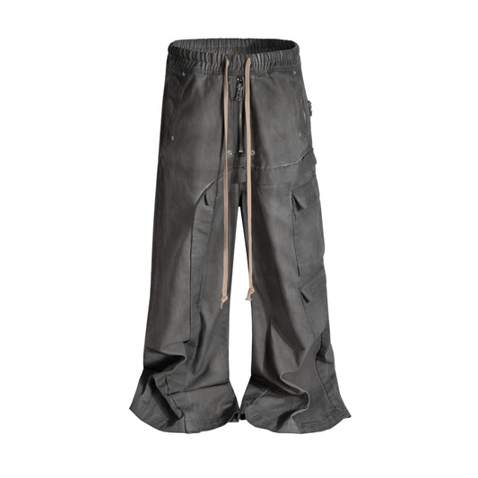 Grey Flow Patchwork Cargos by UNDEVELOPED — streetwear cargo pants, front view