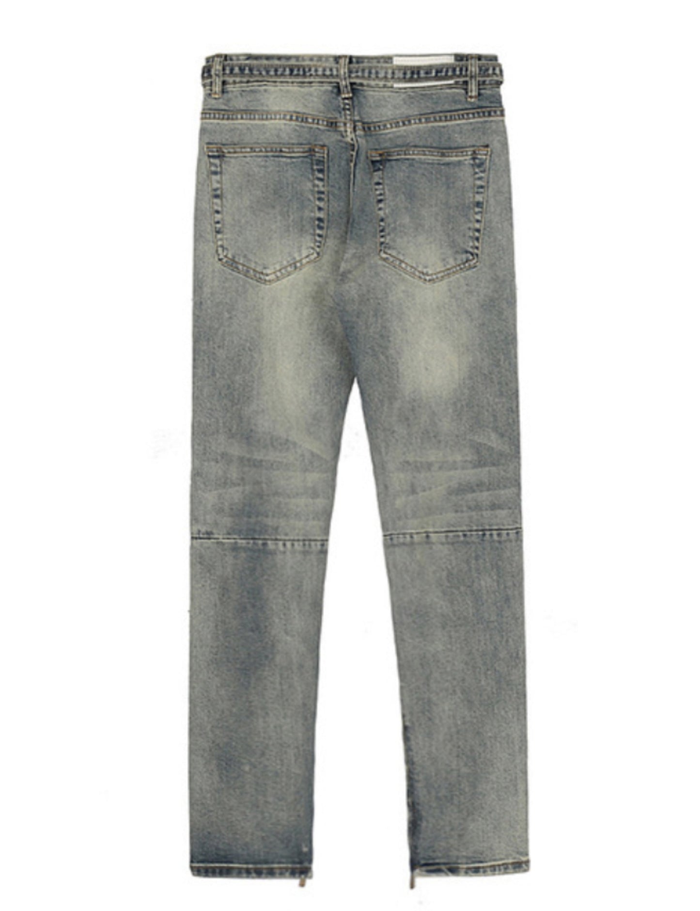 BELTED BLOW OUT ZIP DENIM