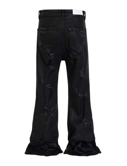 DISTRESSED WAXED FLARE DENIM | UNDEVELOPED