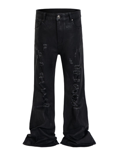 DISTRESSED WAXED FLARE DENIM | UNDEVELOPED