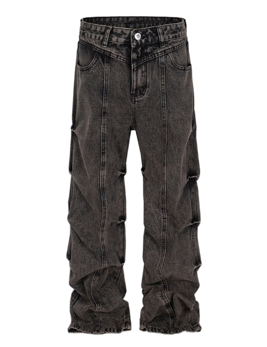 ACID WASH SPLIT CONTRAST DENIM