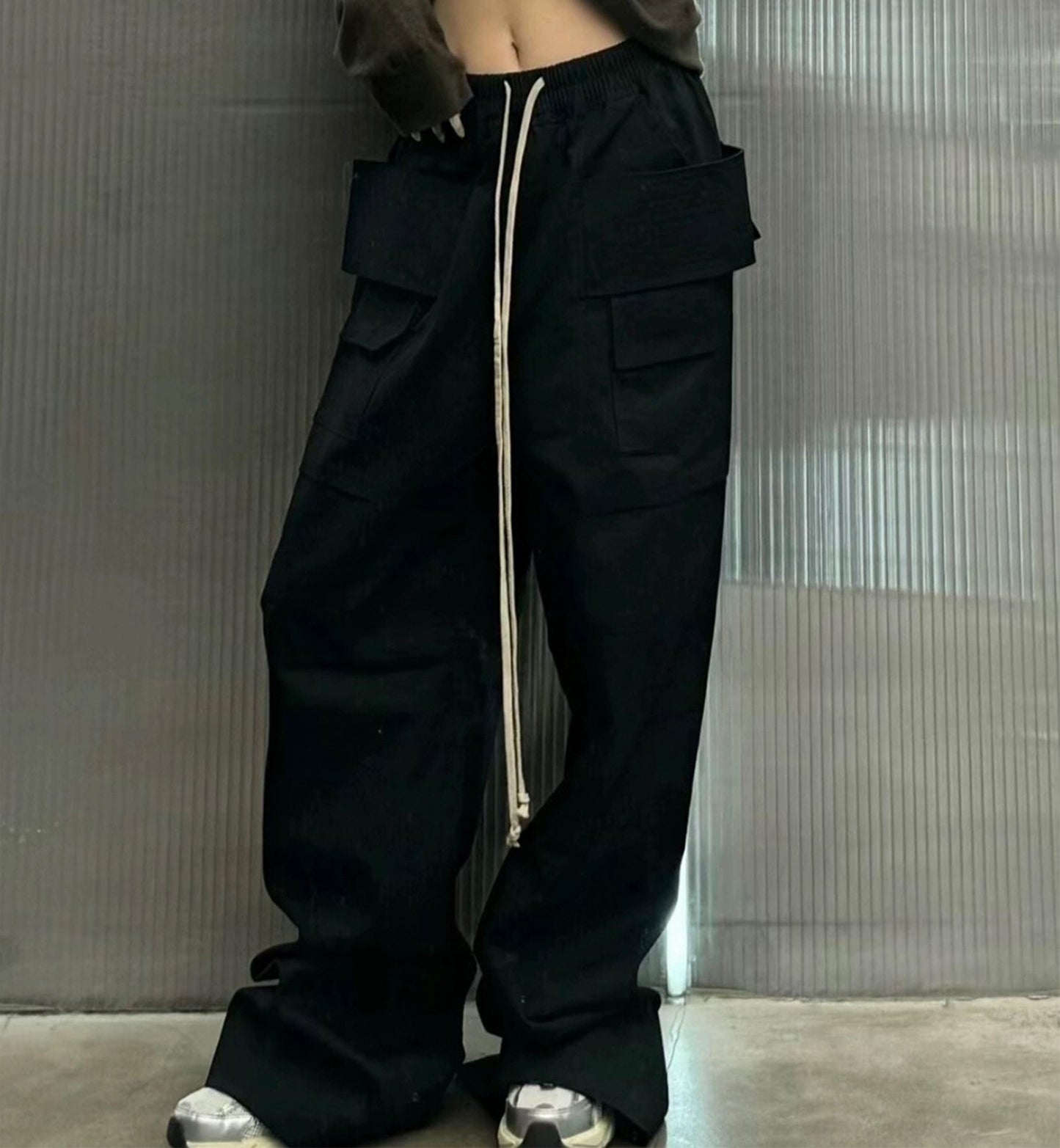 DROP CROTCH DRAWSTRING CARGO PANTS