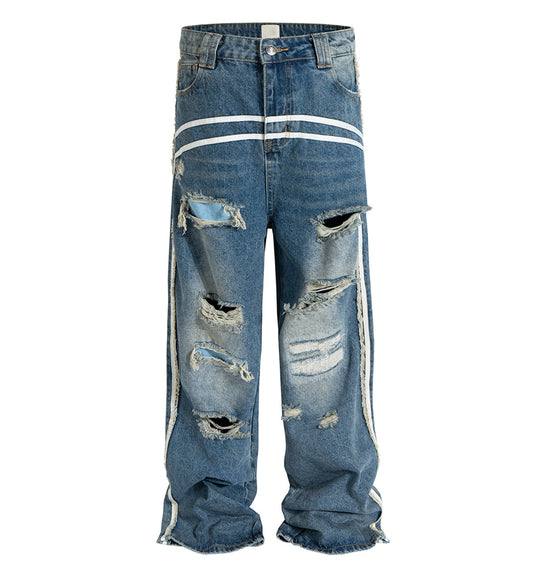 STRIPE DESTROYED DENIM