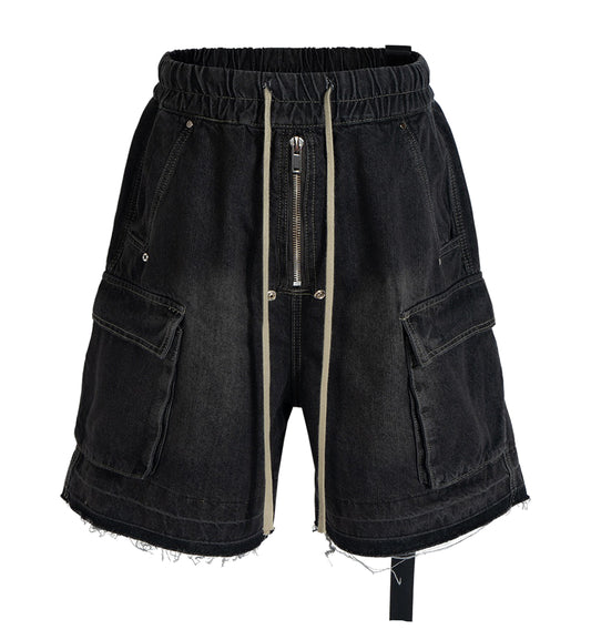 NOIR DRAWSTRING DENIM CARGO