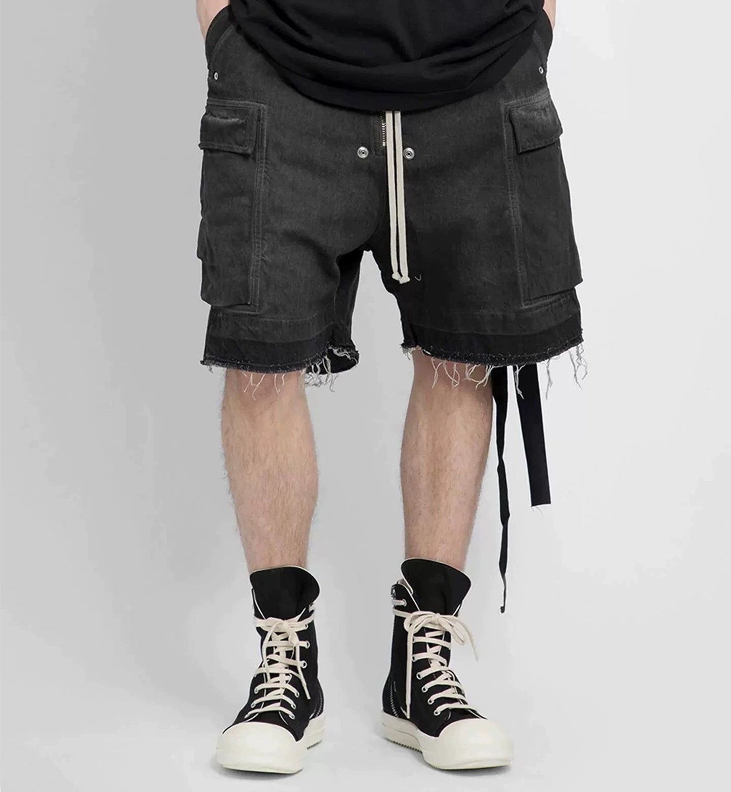 NOIR DRAWSTRING DENIM CARGO