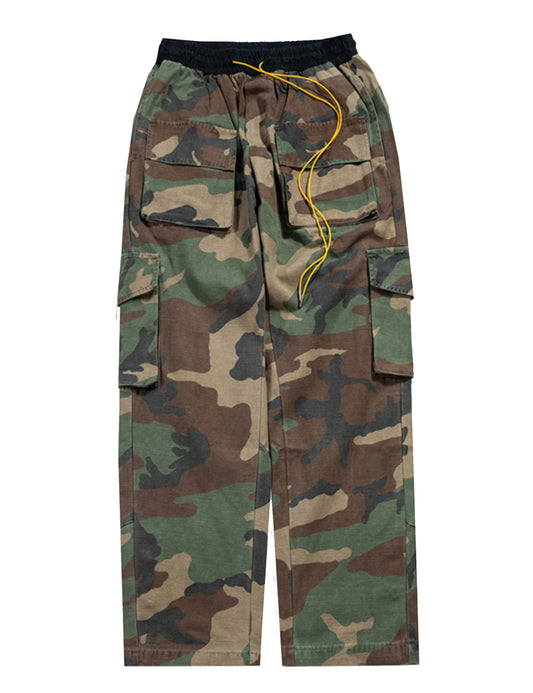 DRAWSTRING CAMO CARGO PANTS