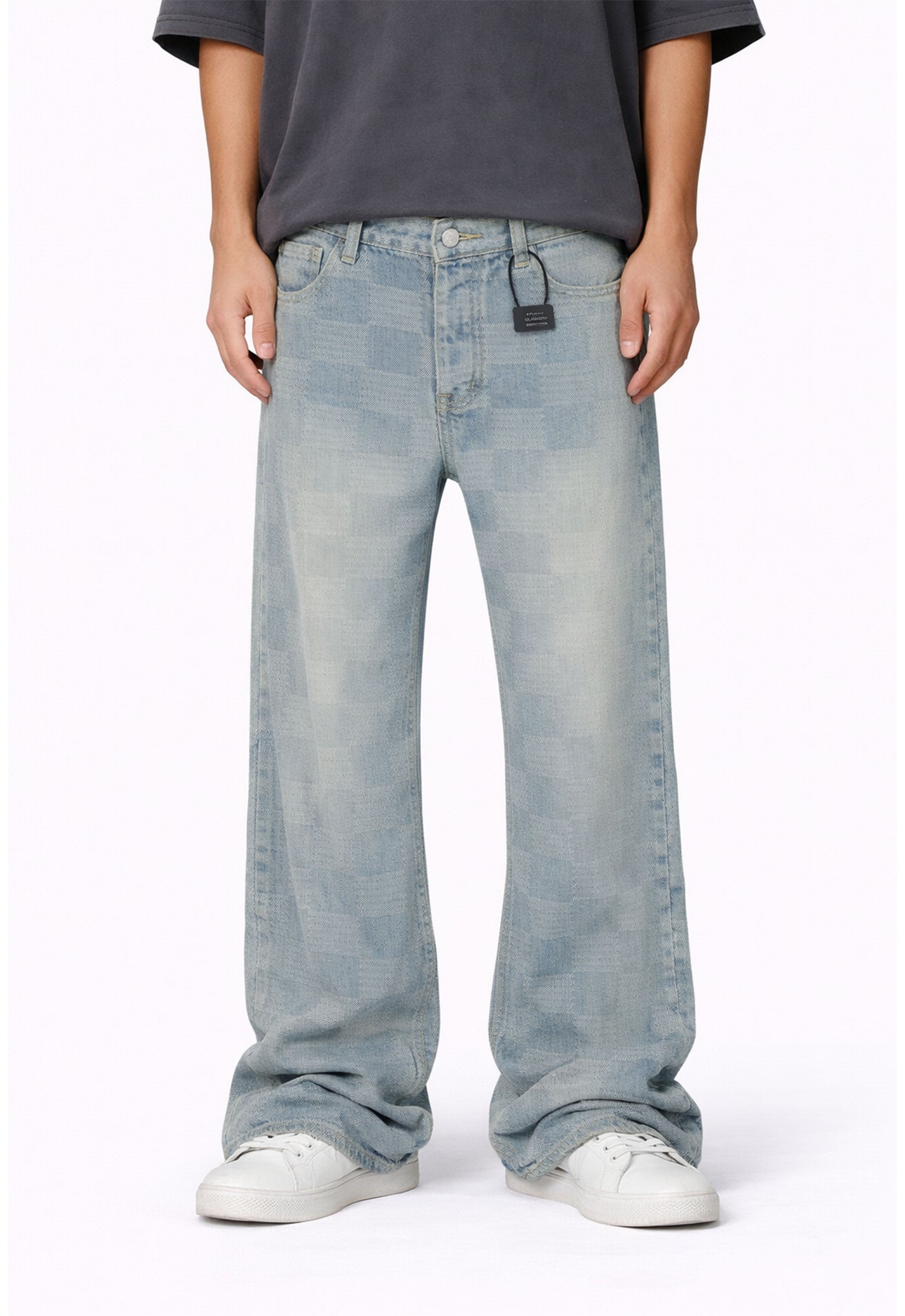 AZUL CHECKERED FLARE DENIM denim | STREETWEAR APPAREL | UNDEVELOPED