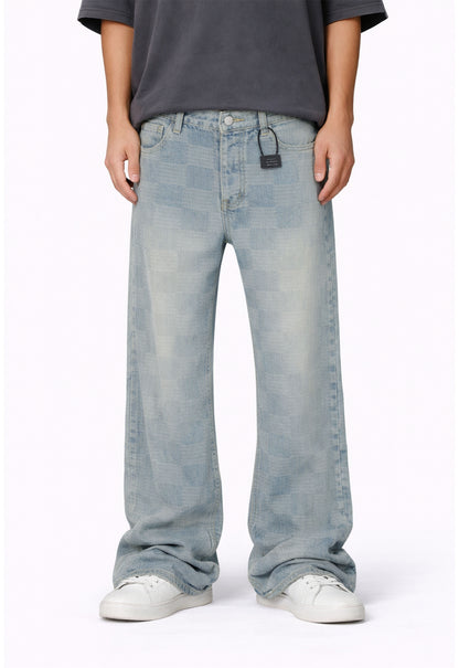 AZUL CHECKERED FLARE DENIM denim | STREETWEAR APPAREL | UNDEVELOPED