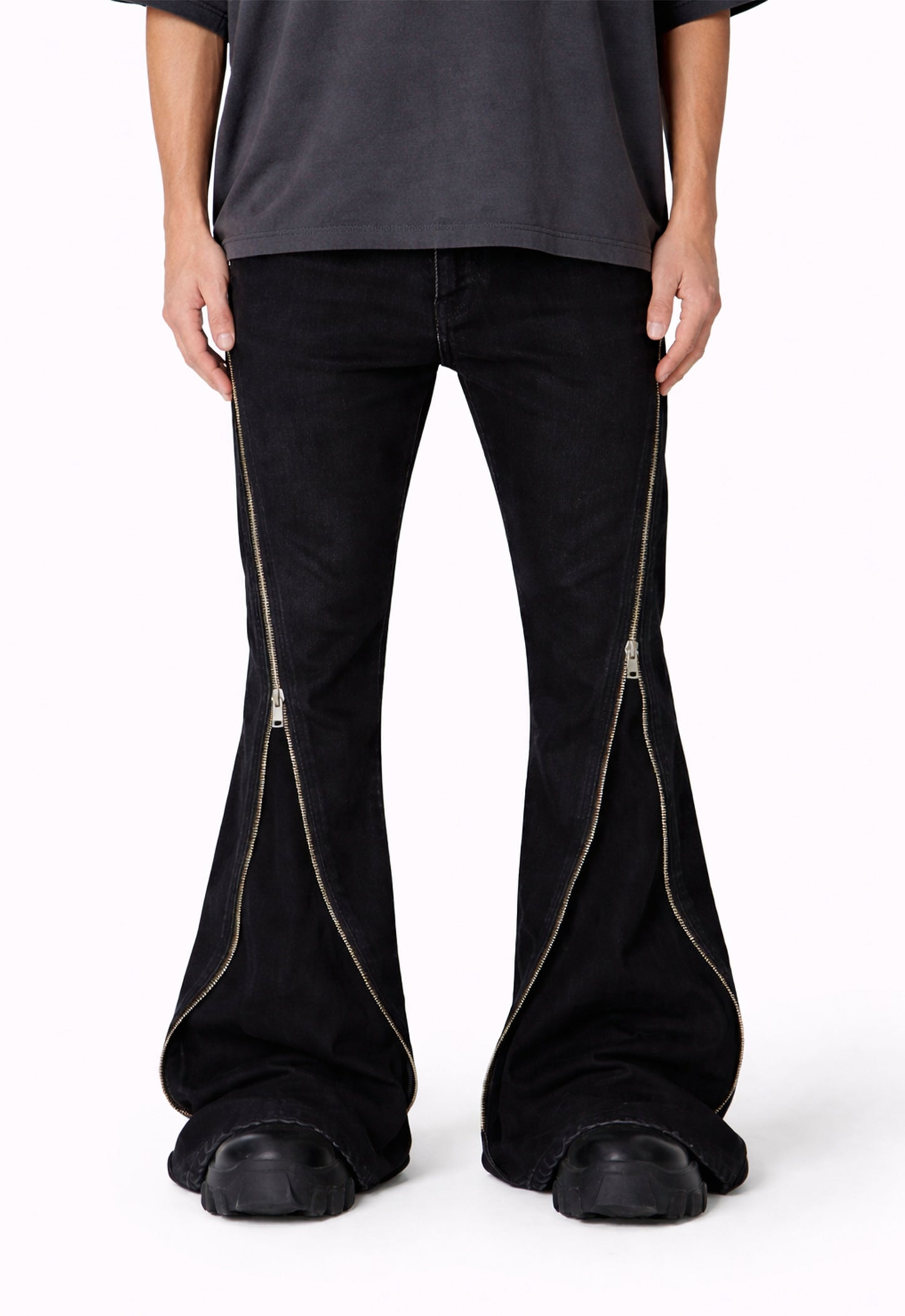 DIAMOND ZIP FLARE DENIM Denim | STREETWEAR APPAREL | UNDEVELOPED
