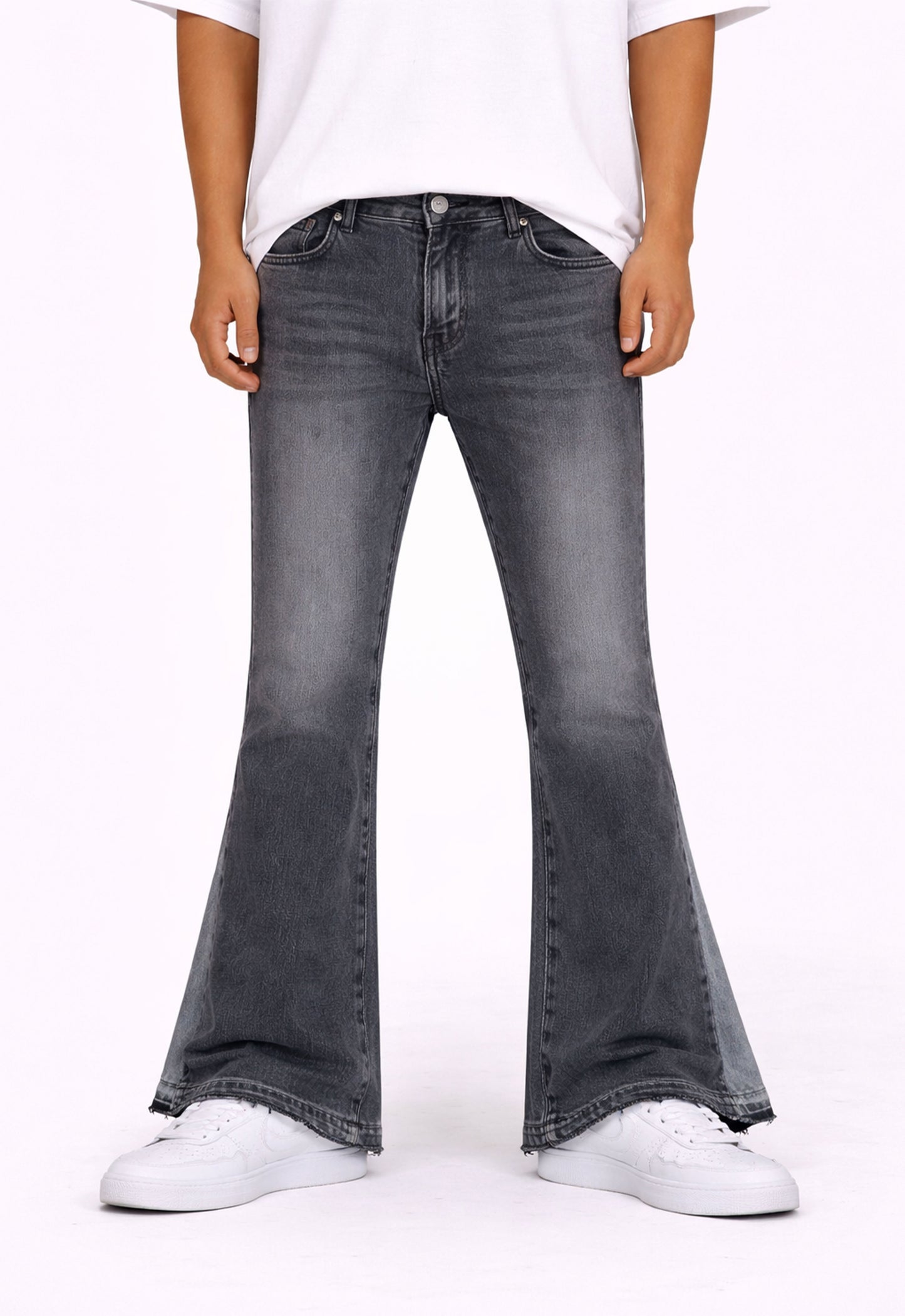 CHARCOAL SPLIT FLARE DENIM denim | STREETWEAR APPAREL | UNDEVELOPED