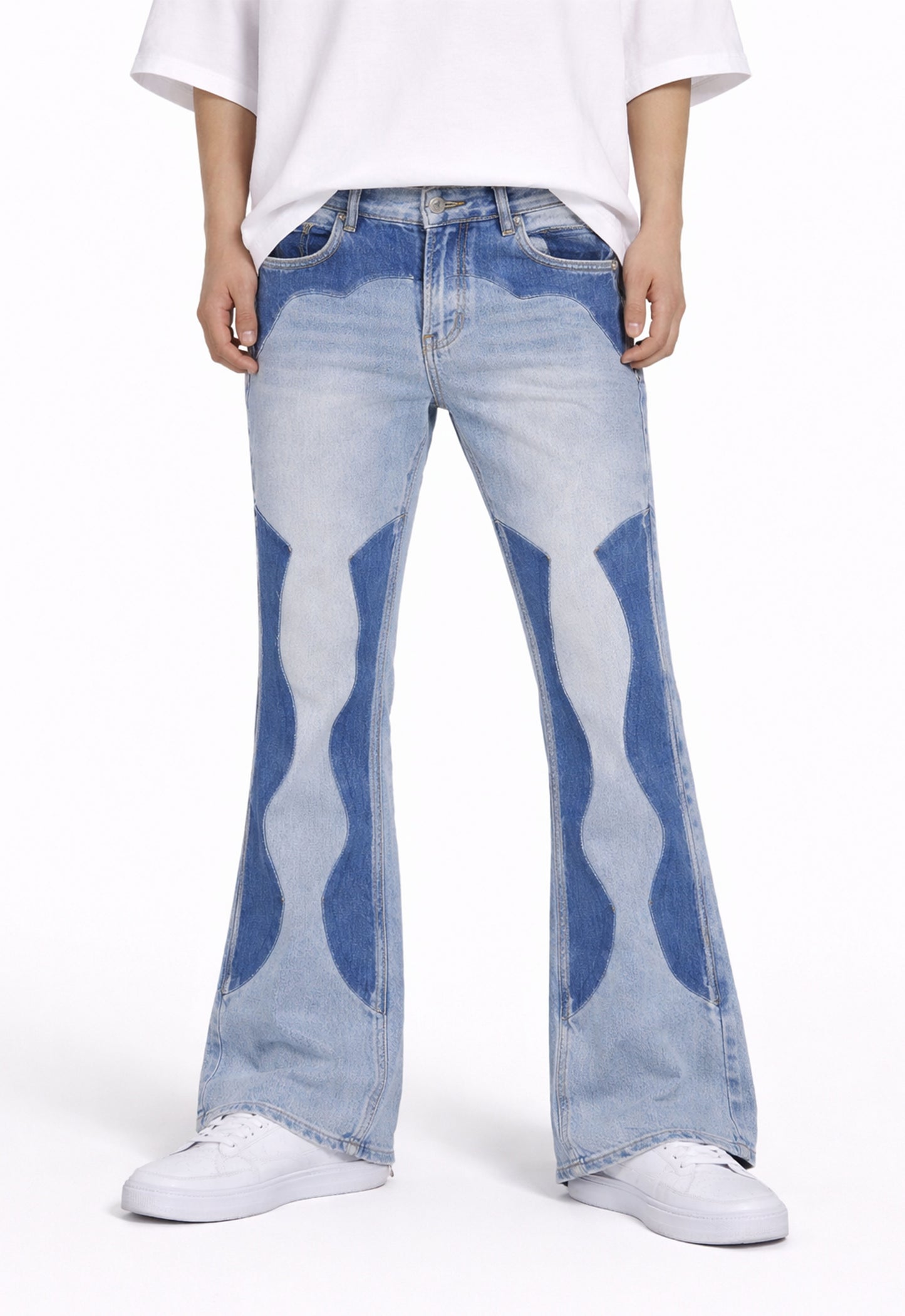 AZUL SPLIT PATCHWORK DENIM denim | STREETWEAR APPAREL | UNDEVELOPED