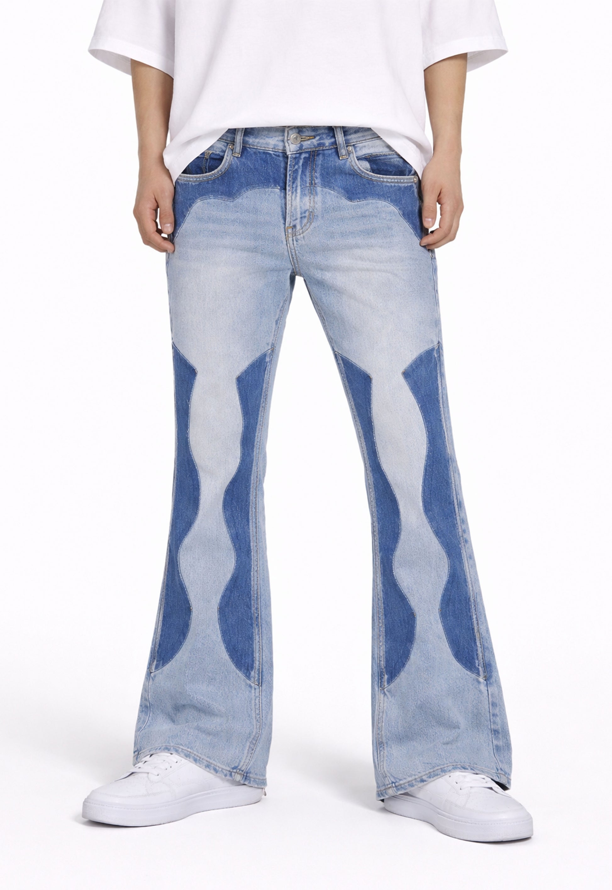 AZUL SPLIT PATCHWORK DENIM denim | STREETWEAR APPAREL | UNDEVELOPED