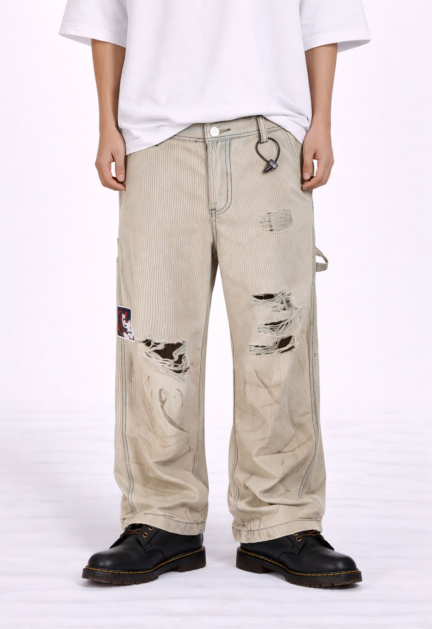 PINSTRIPE DESTROYED DENIM denim | STREETWEAR APPAREL | UNDEVELOPED