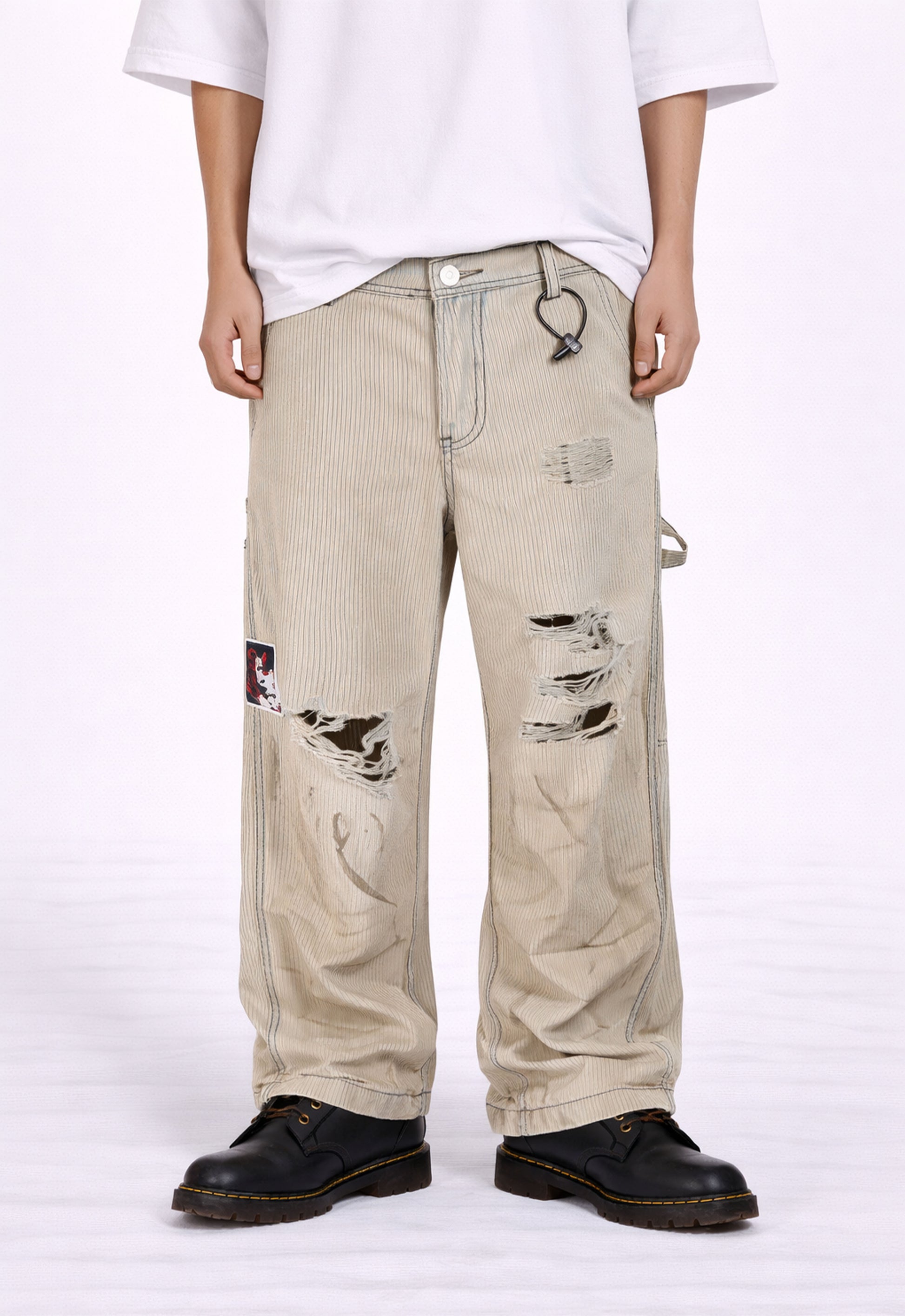 PINSTRIPE DESTROYED DENIM denim | STREETWEAR APPAREL | UNDEVELOPED