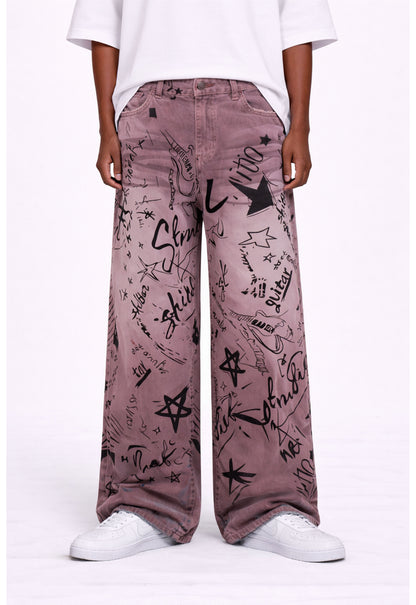 MAROON GRAFFITI DENIM Denim | STREETWEAR APPAREL | UNDEVELOPED