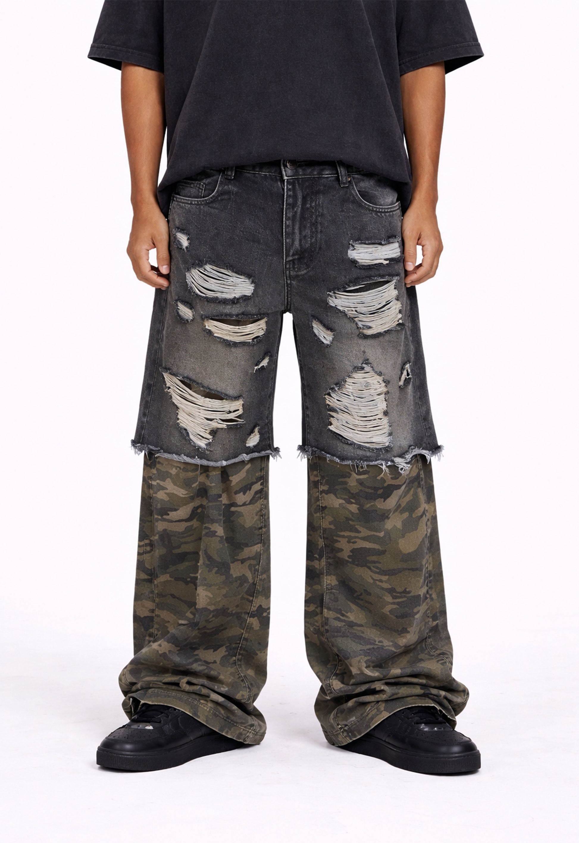 DISTRESSED SPLIT CAMO DENIM denim | STREETWEAR APPAREL | UNDEVELOPED