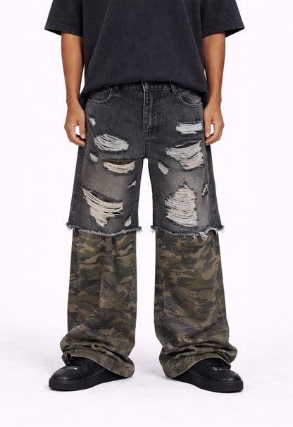 DISTRESSED SPLIT CAMO DENIM denim | STREETWEAR APPAREL | UNDEVELOPED