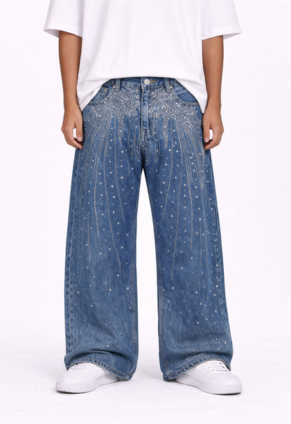 AZUL FLORAL RHINESTONE DENIM Denim | STREETWEAR APPAREL | UNDEVELOPED