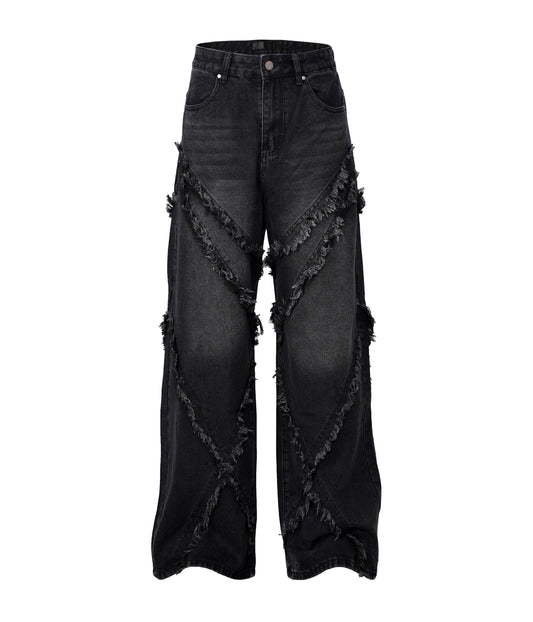 BLACK X DISTRESSED DENIM