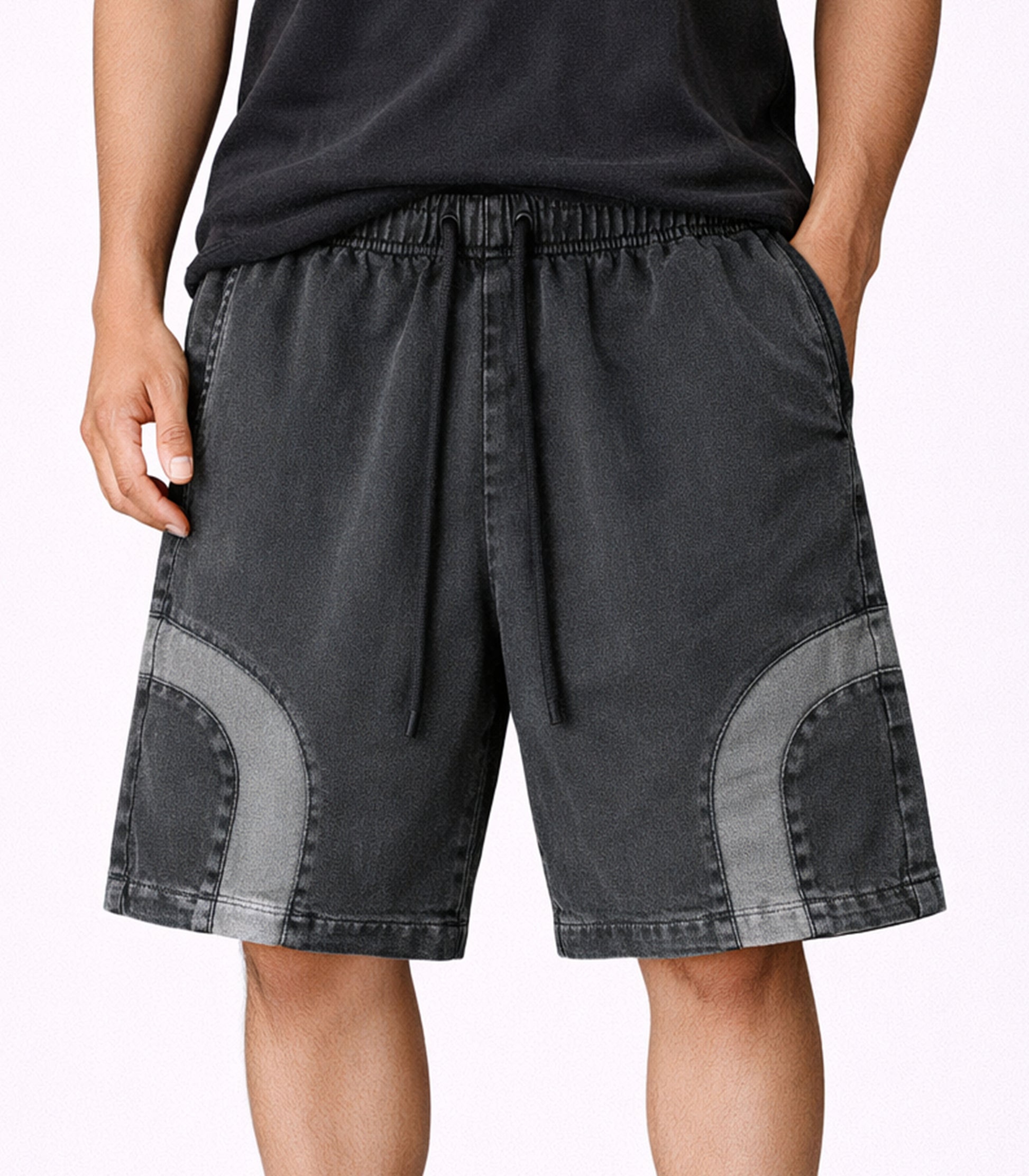 CHARCOAL PATCHWORK SWEATSHORTS | STREETWEAR APPAREL | UNDEVELOPED