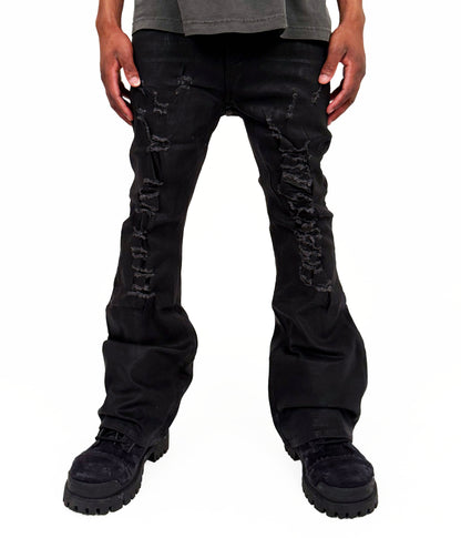DISTRESSED WAXED FLARE DENIM | UNDEVELOPED