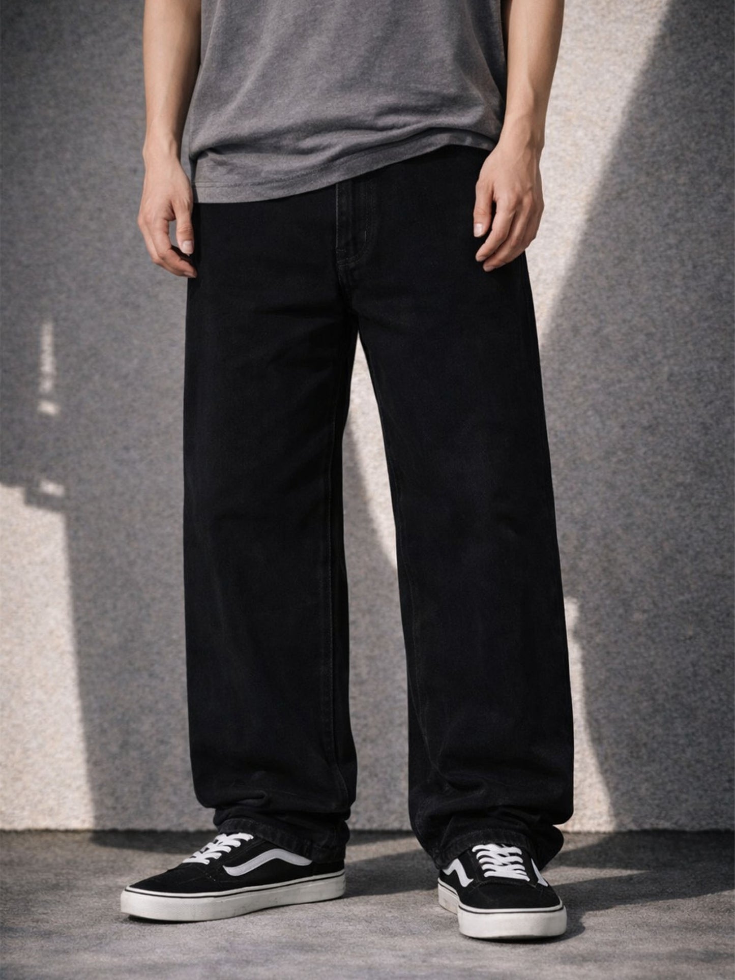 BLACK RELAXED DENIM [STRETCH] | STREETWEAR APPAREL | UNDEVELOPED