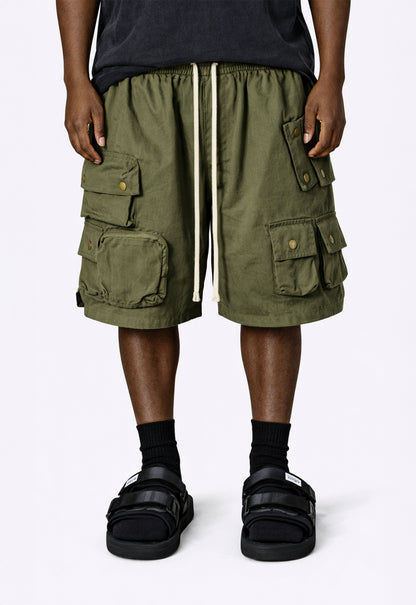 OLIVE MULTI CARGO SHORTS cargo shorts | STREETWEAR APPAREL | UNDEVELOPED
