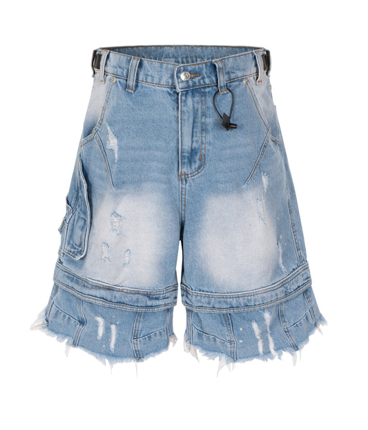 AZUL DISTRESSED CARGO SHORTS | UNDEVELOPED
