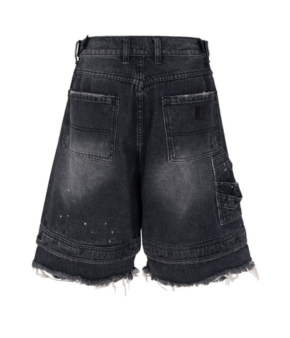 NOIR DISTRESSED CARGO SHORTS | UNDEVELOPED