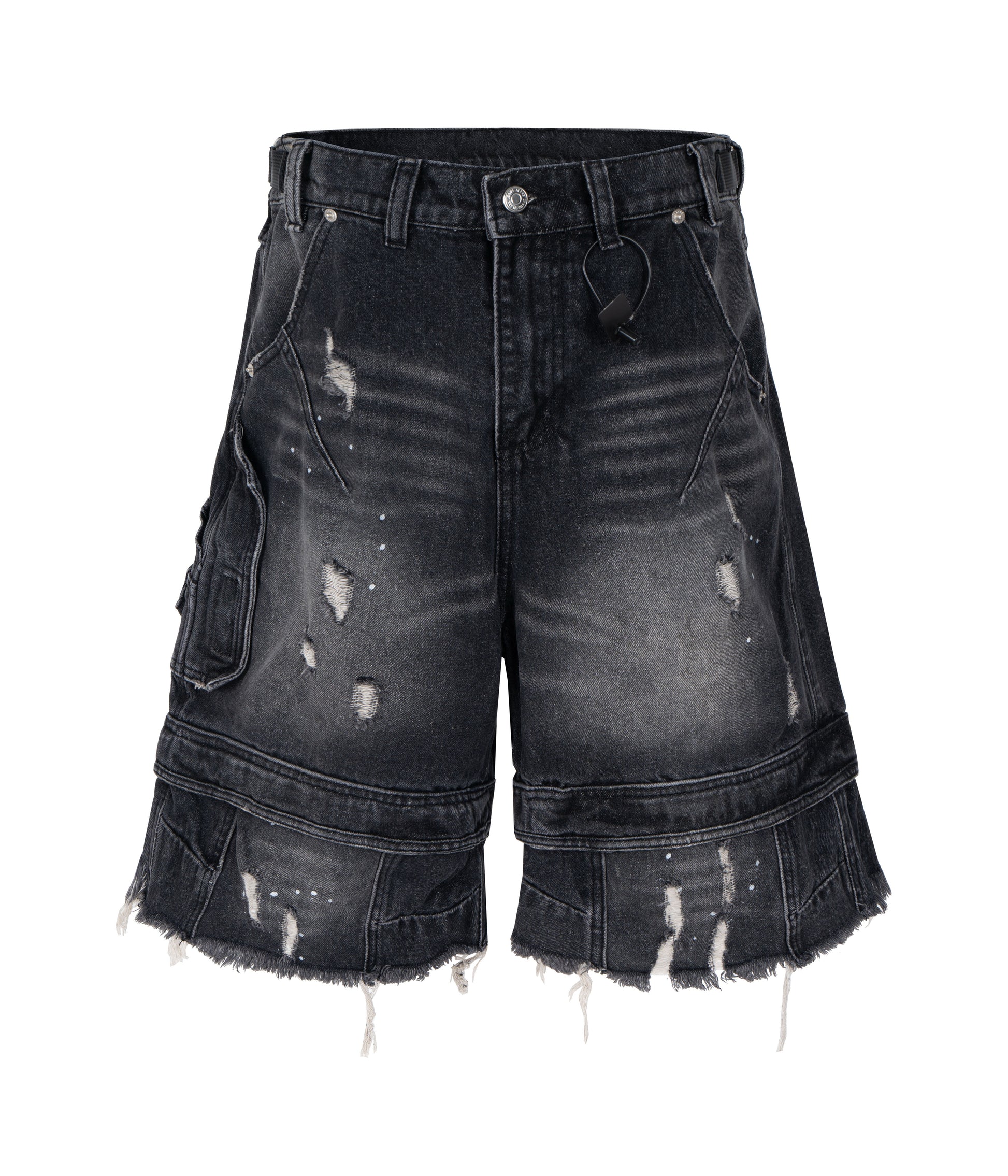 NOIR DISTRESSED CARGO SHORTS | UNDEVELOPED
