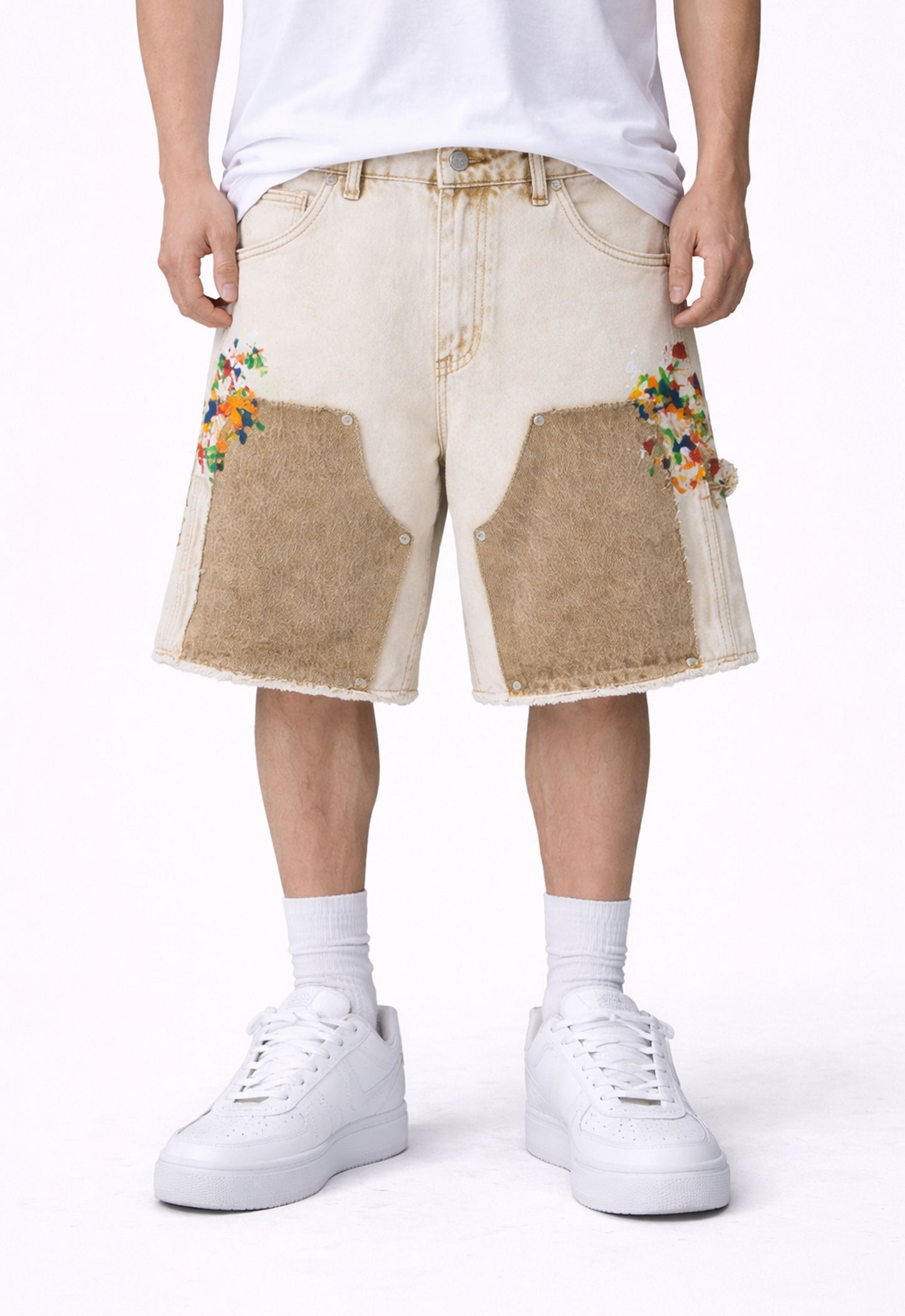SAND SPLIT PAINTERS SHORTS Denim Shorts | STREETWEAR APPAREL | UNDEVELOPED