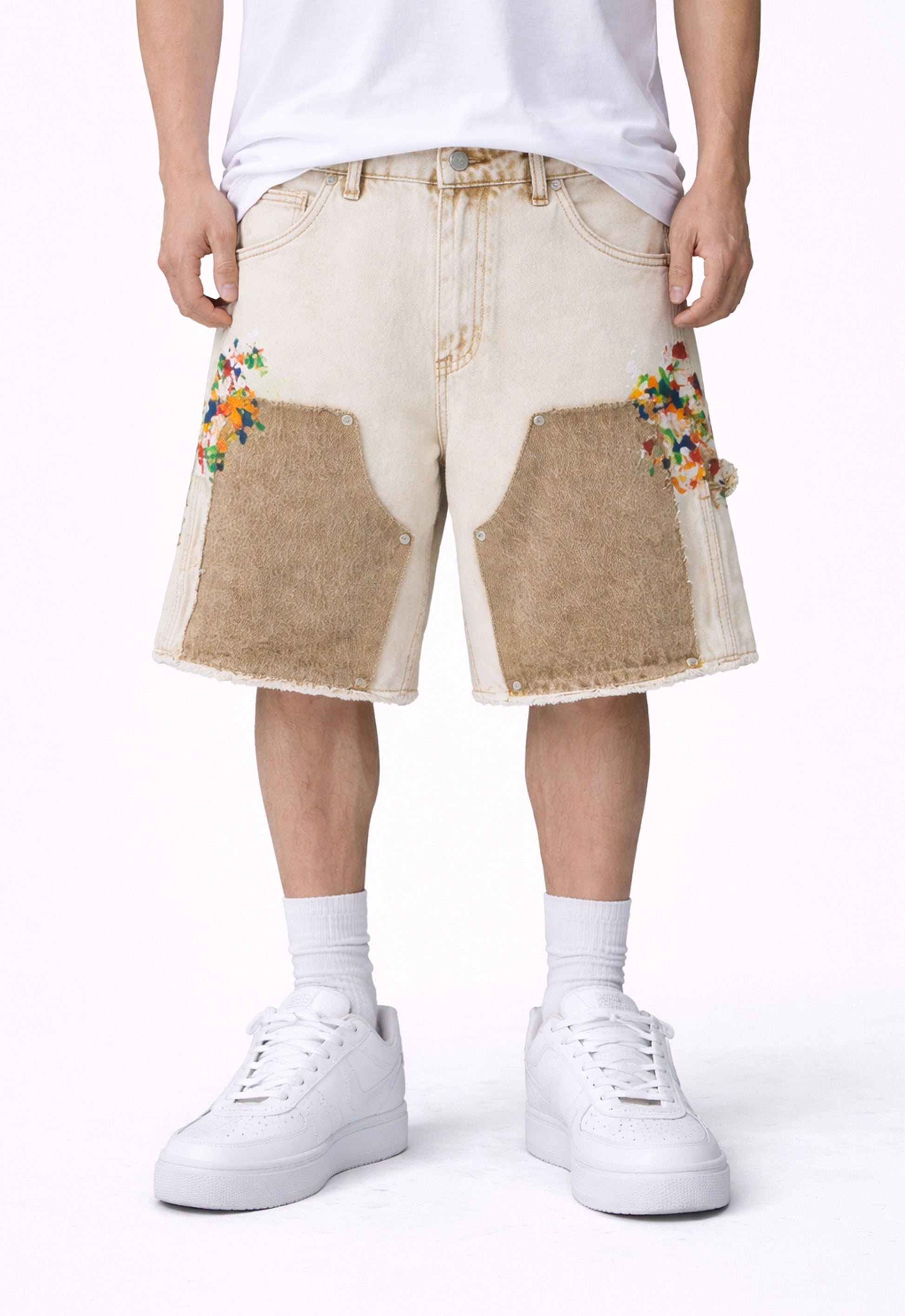 SAND SPLIT PAINTERS SHORTS Denim Shorts | STREETWEAR APPAREL | UNDEVELOPED