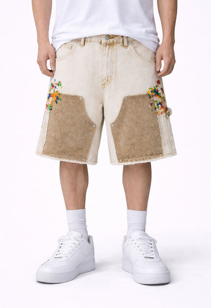 SAND SPLIT PAINTERS SHORTS Denim Shorts | STREETWEAR APPAREL | UNDEVELOPED
