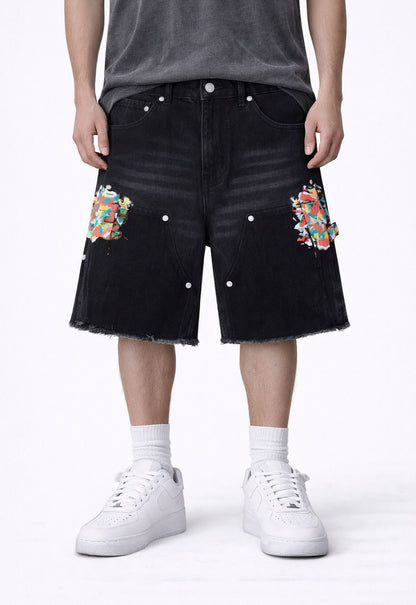 NOIR SPLIT PAINTERS SHORTS denim shorts | STREETWEAR APPAREL | UNDEVELOPED