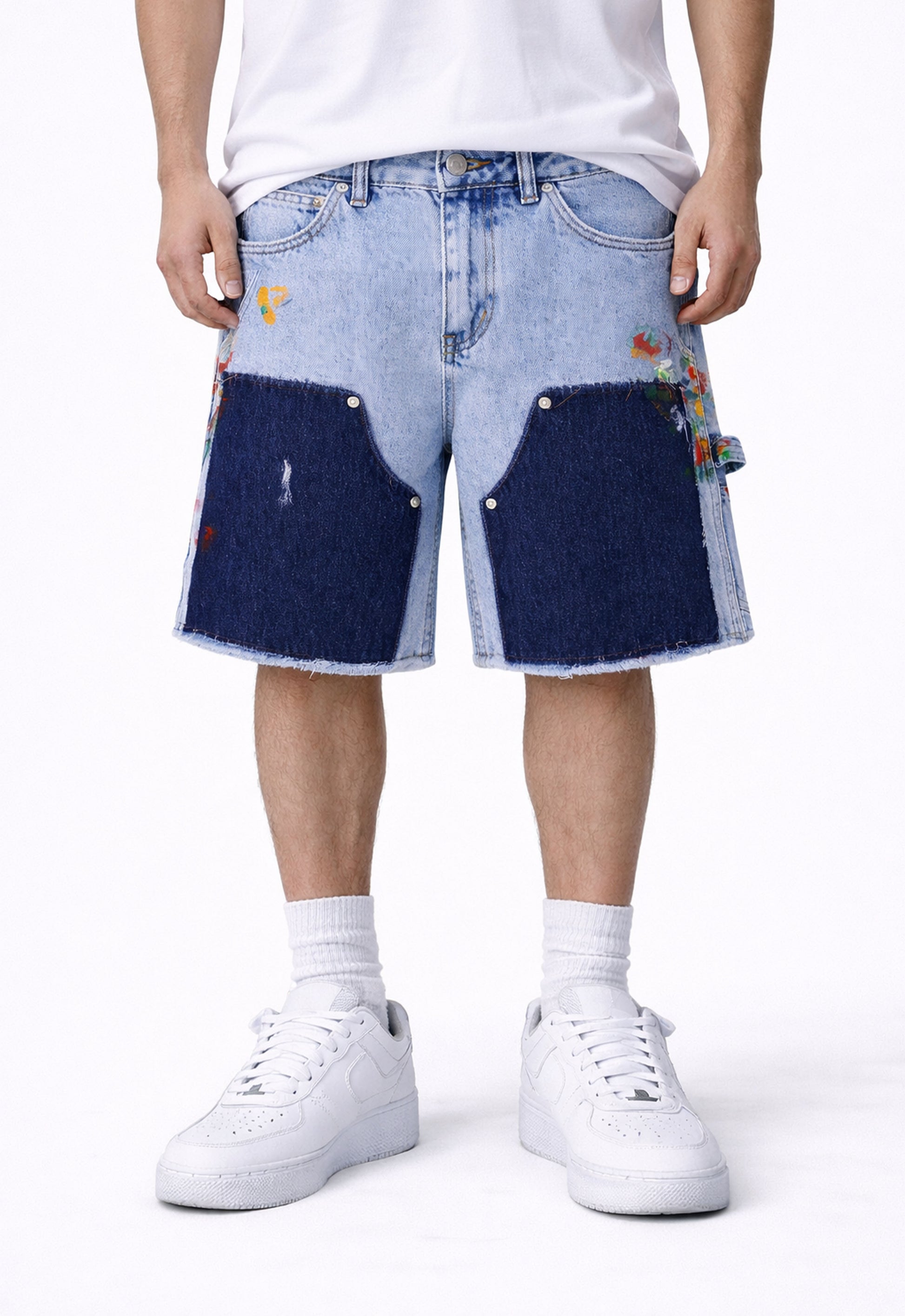 AZUL SPLIT PAINTERS SHORTS Denim Shorts | STREETWEAR APPAREL | UNDEVELOPED