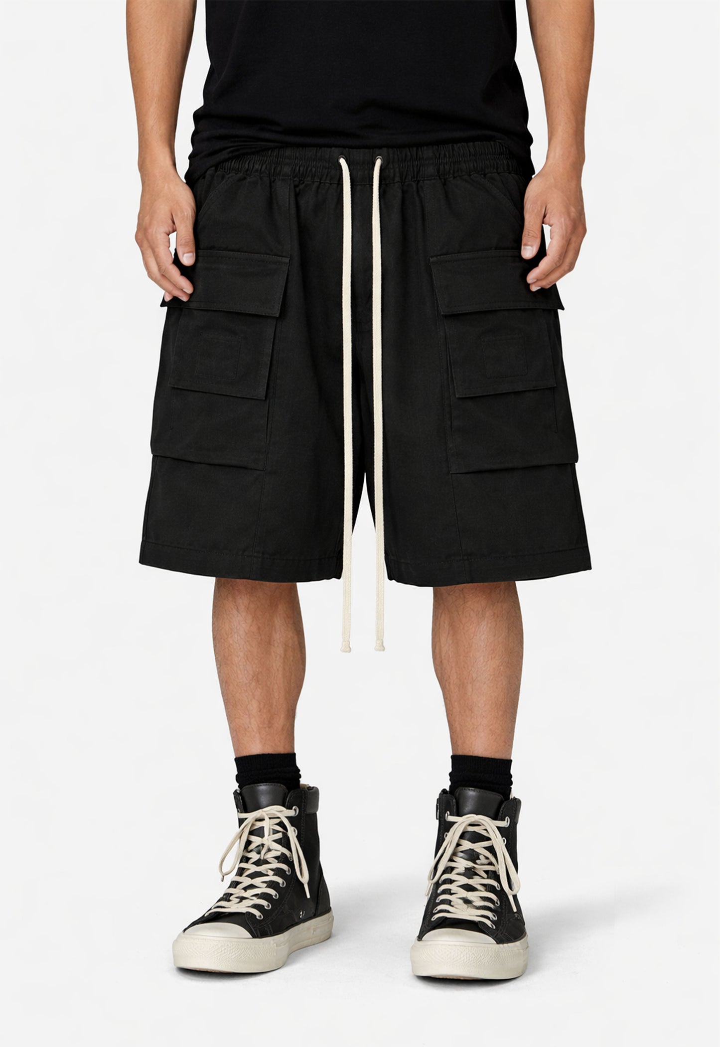 NOIR DROP-CROTCH CARGO SHORTS cargo shorts | STREETWEAR APPAREL | UNDEVELOPED