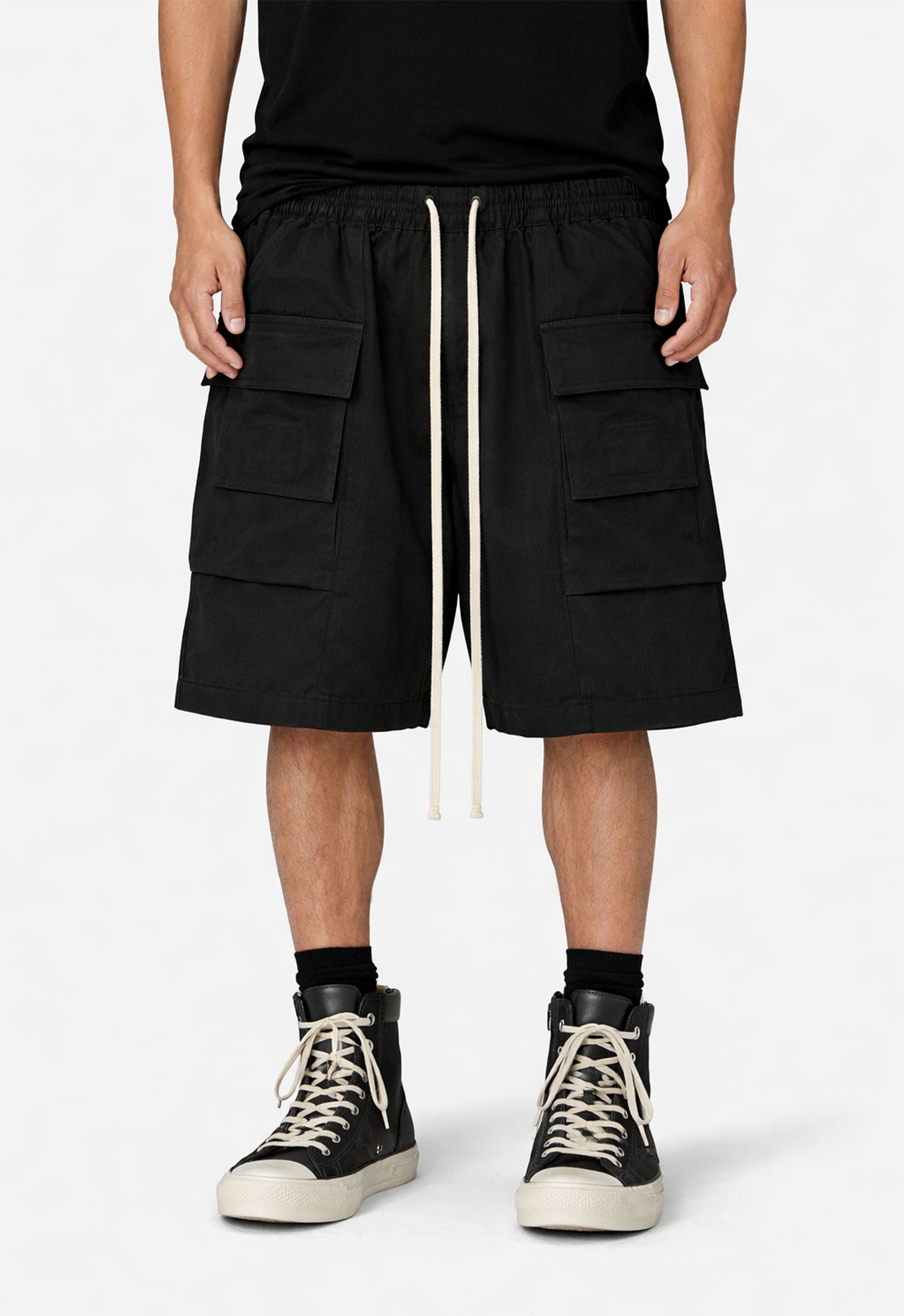 NOIR DROP-CROTCH CARGO SHORTS cargo shorts | STREETWEAR APPAREL | UNDEVELOPED