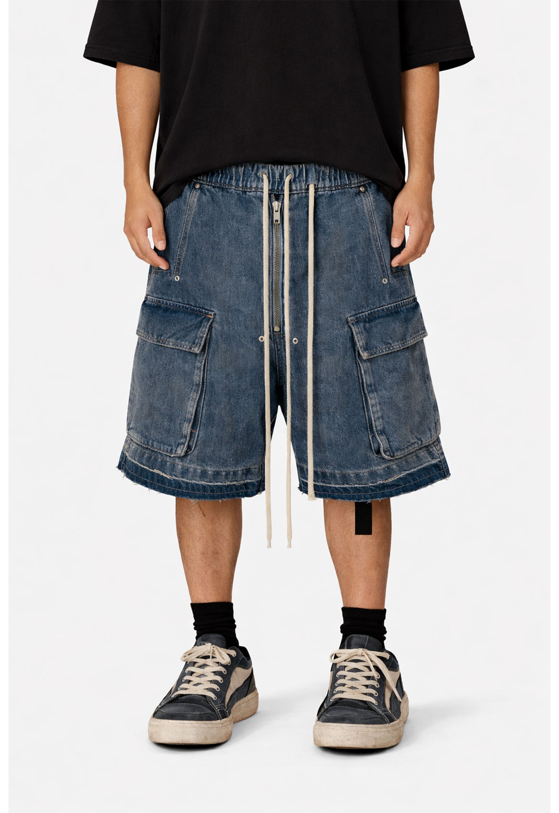AZUL DRAWSTRING DENIM CARGO SHORTS Denim Shorts | STREETWEAR APPAREL | UNDEVELOPED