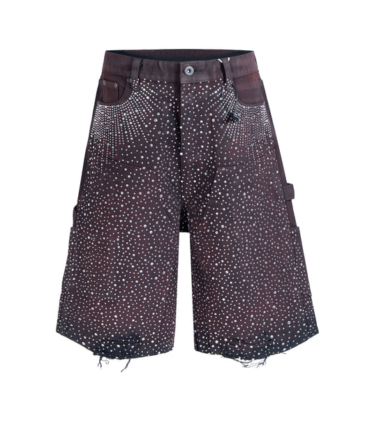 OXBLOOD RHINESTONE SHORTS | STREETWEAR APPAREL | UNDEVELOPED