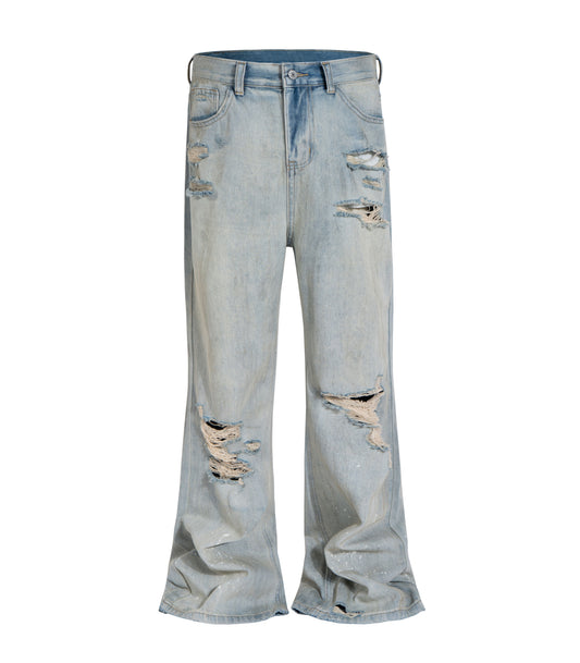 STONE DESTRUCTION FLARE DENIM | STREETWEAR APPAREL | UNDEVELOPED