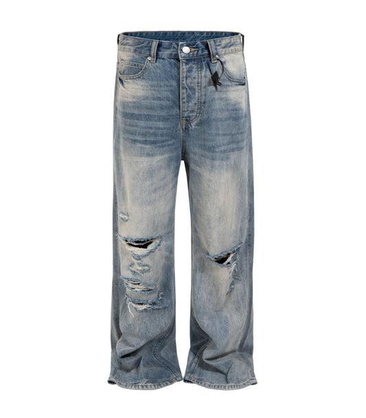 LIGHT WASH DESTROYED DENIM | STREETWEAR APPAREL | UNDEVELOPED