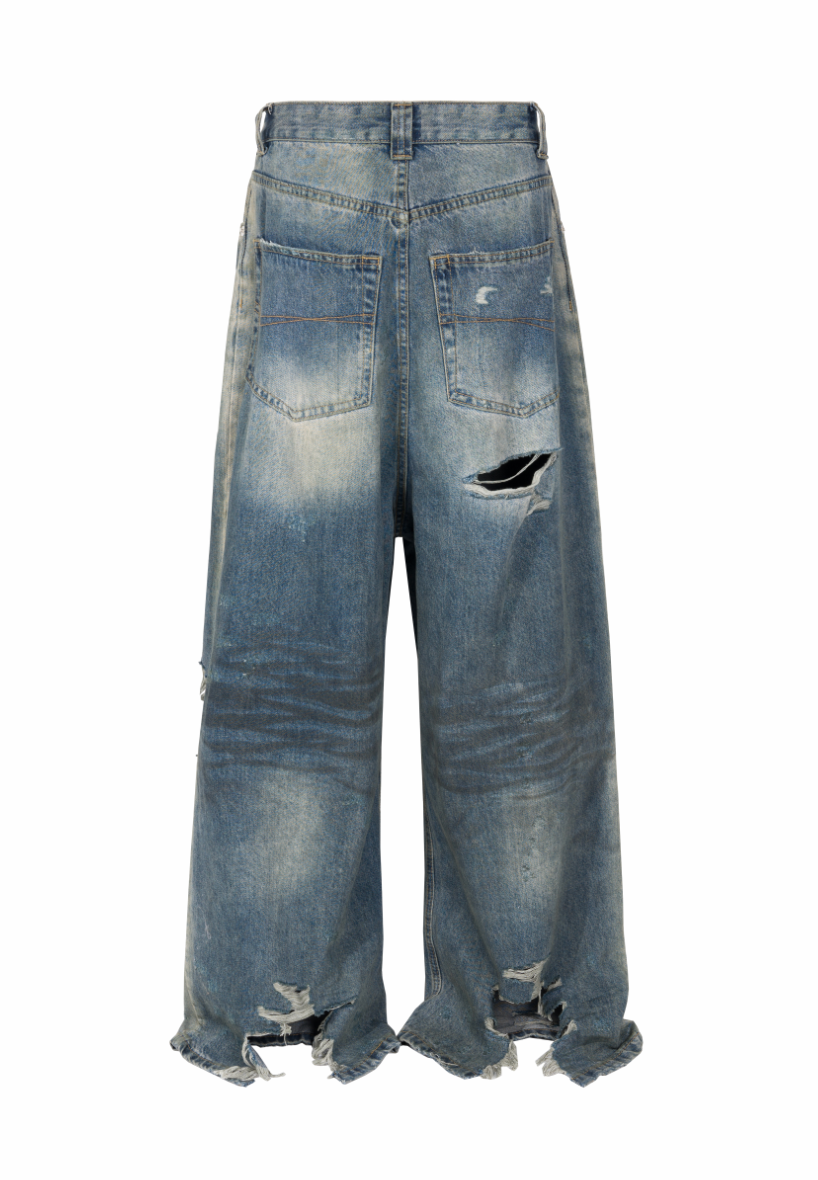 パンツ Japanese Destroyed baggy wide Leg jeans Women's Japanese Retro Casual Bottom Jeans Vintage Baggy