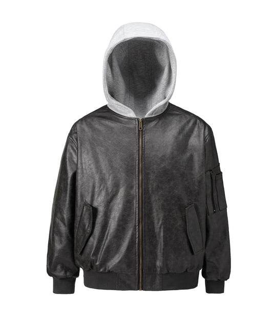 HOODED LEATHER JACKET