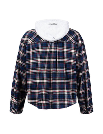 NAVY REVERSIBLE HOODED FLANNEL JACKET | UNDEVELOPED