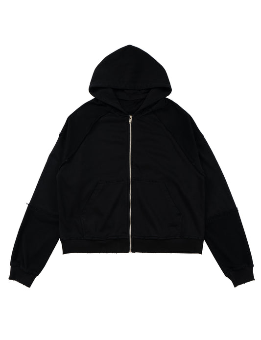 NOIR PATCHWORK ZIP HOODIE (OVERSIZED)