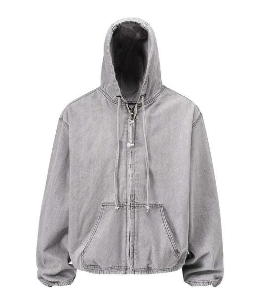 DENIM ZIP HOODIE (GREY)