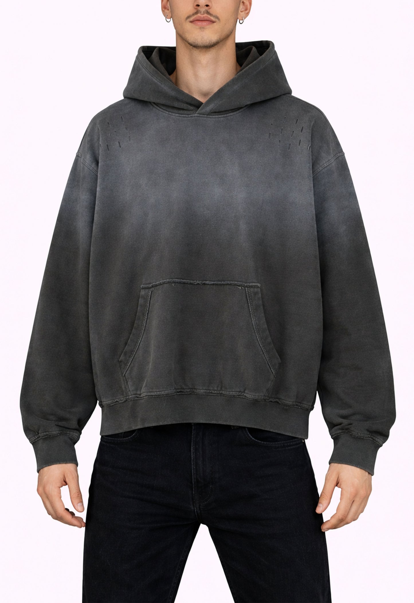 GREY DISTRESSED HOODIE hoodies | STREETWEAR APPAREL | UNDEVELOPED